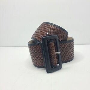 Banana Republic Boho Brown Woven Leather Wide Statement Coastal Cowgirl S
